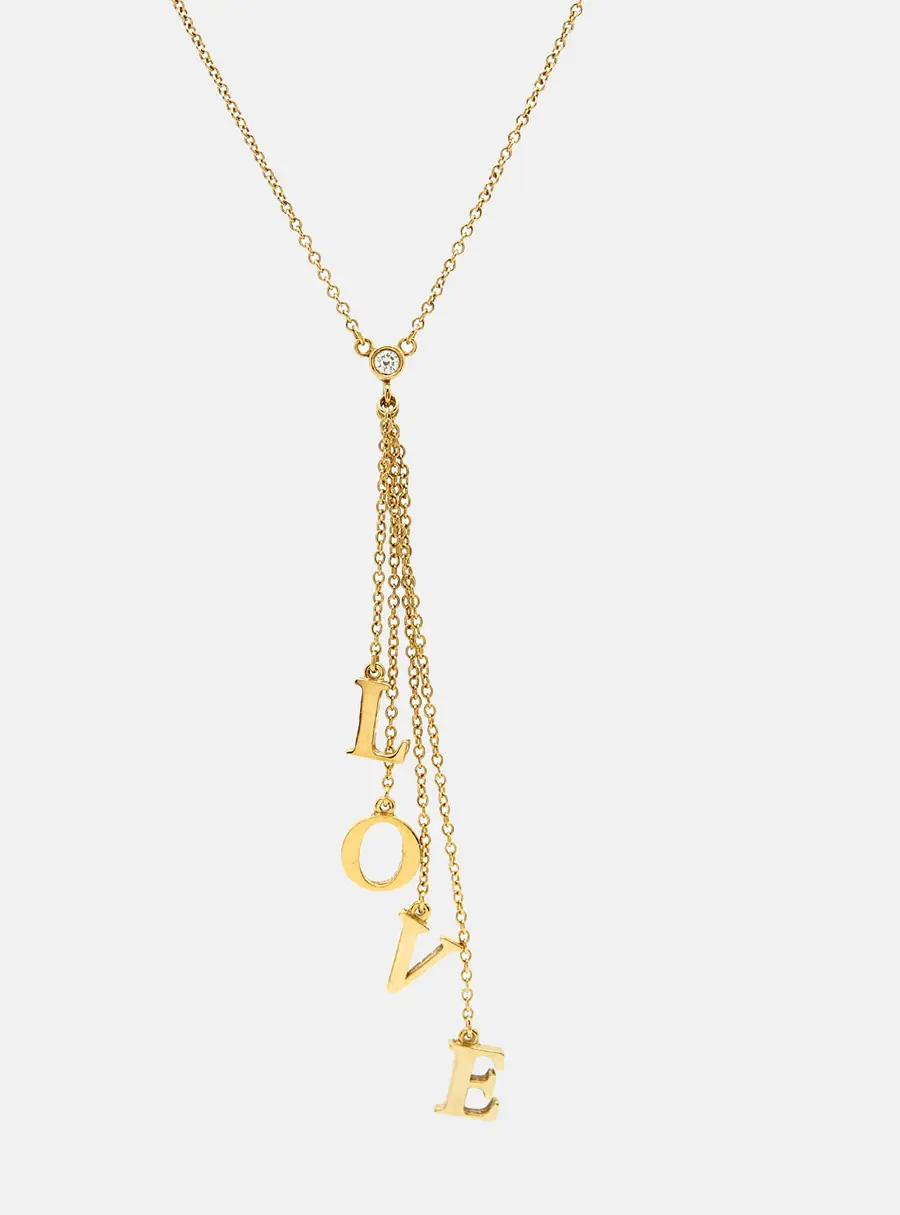 Tiffany & Co. L.O.V.E. Letters Diamond 18k Yellow Gold Necklace