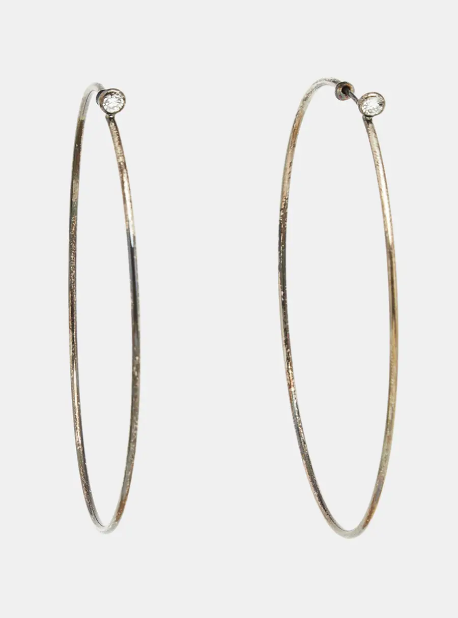 Tiffany & Co. Elsa Peretti Diamond Sterling Silver Hoop Earrings