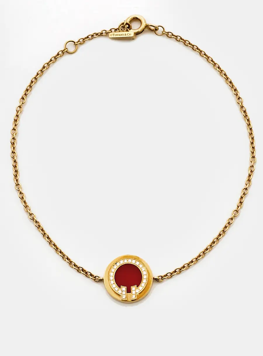 Tiffany & Co.Tiffany T Carnelian Diamond 18k Yellow Gold Bracelet