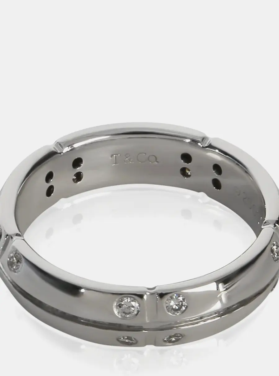 Tiffany & Co. Streamerica 18K White Gold Diamond Band Ring EU 48