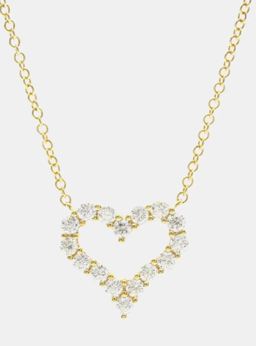 Tiffany & Co. Sentimental Heart 18K Yellow Gold Diamond Necklace