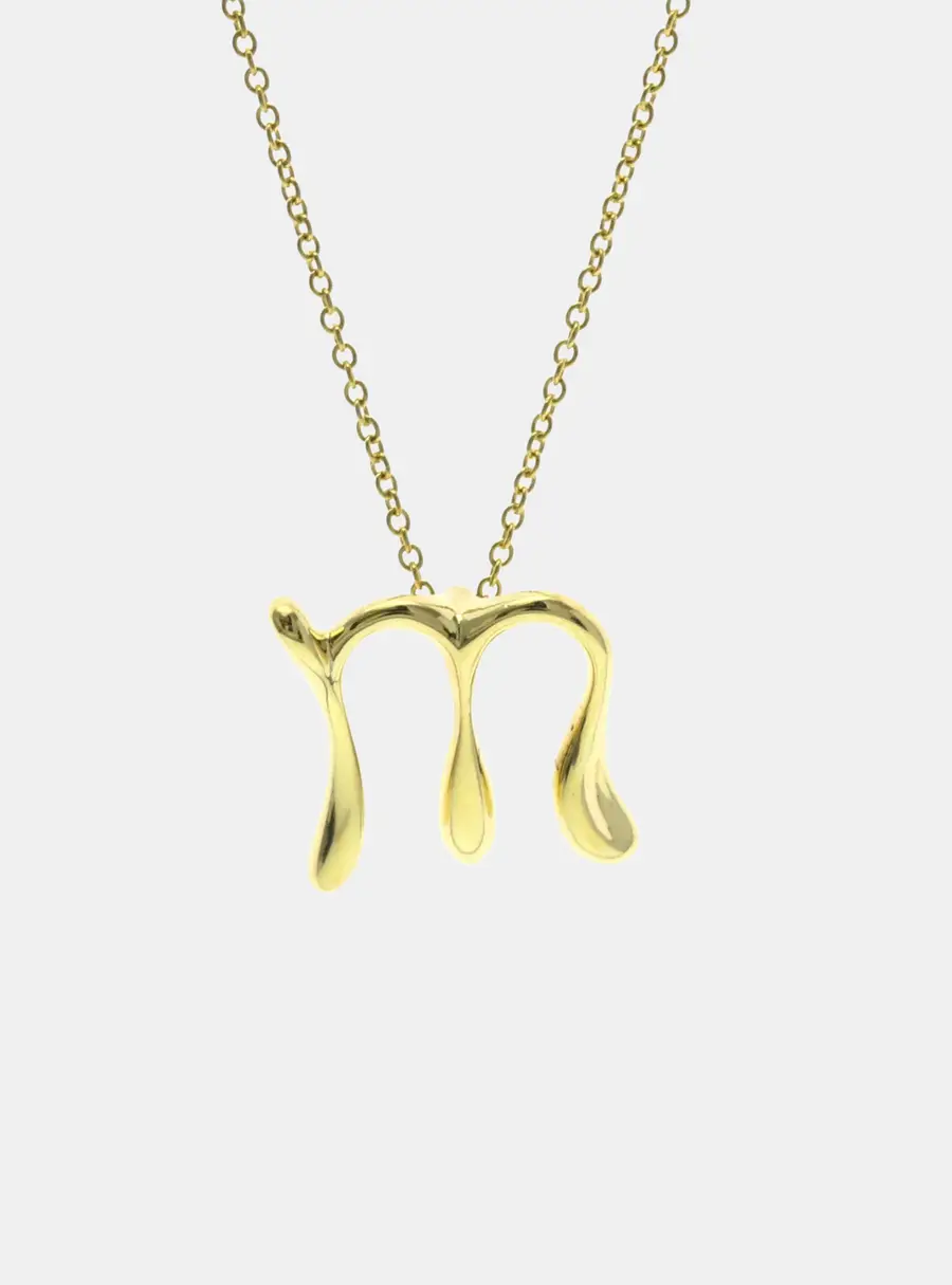 Tiffany & Co. Yellow Gold Elsa Peretti Alphabet "M" Pendant Necklace