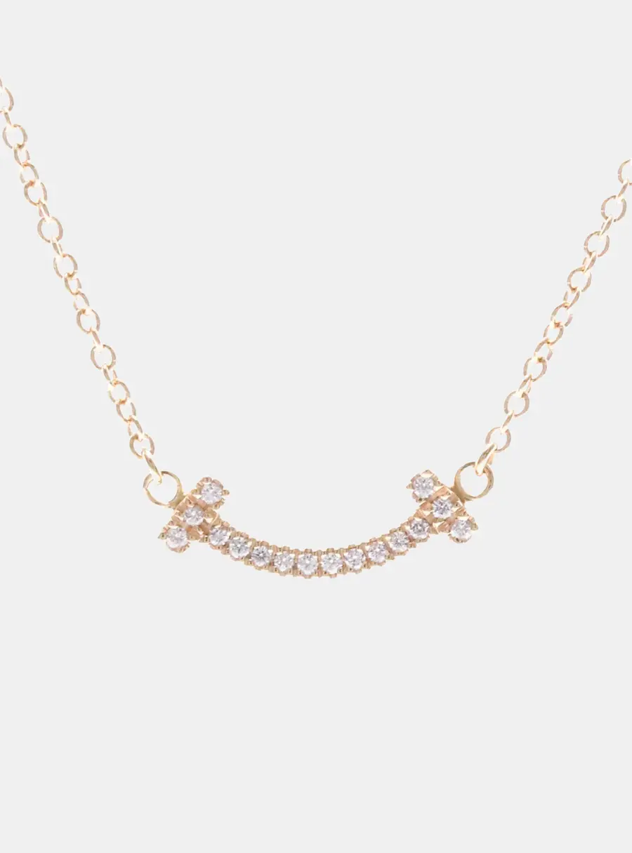 Tiffany & Co. T Smile Diamond Yellow Gold Small Necklace