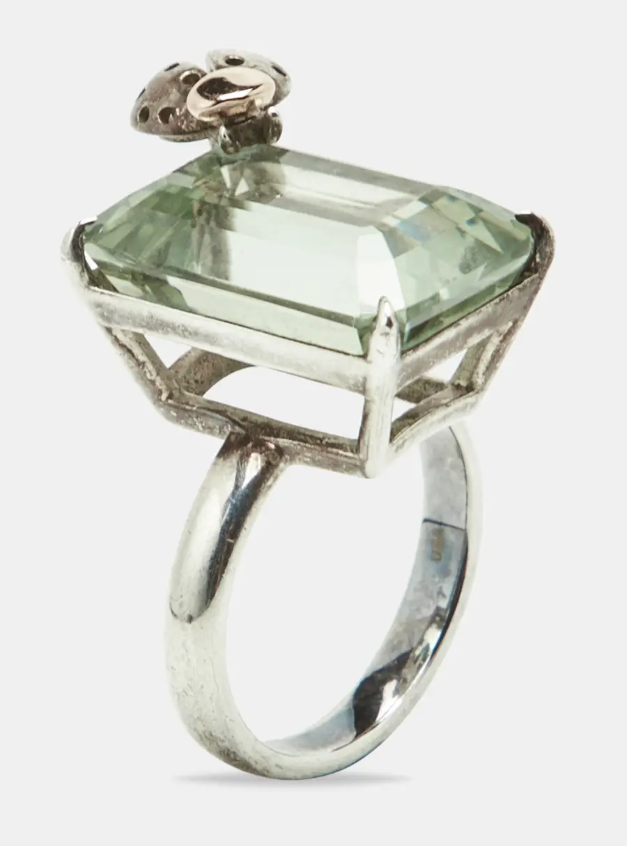 Tiffany & Co. Ladybug Prasiolite Silver 925 18k Rose Gold Cocktail Ring
