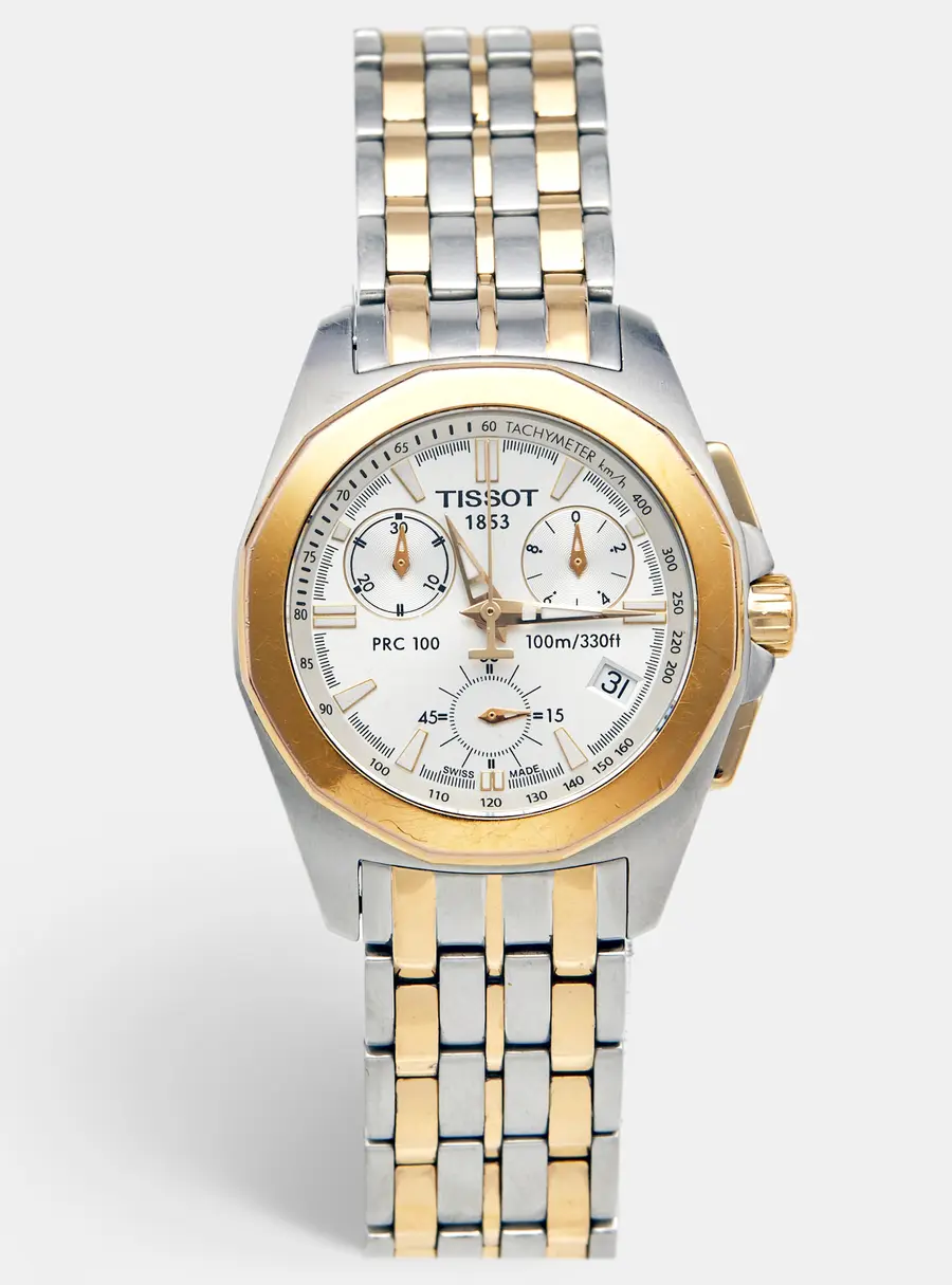 Tissot PRC 100 P832/932 Silver Dial Two Tone Stainless Steel Women's Wristwatch 28 mm