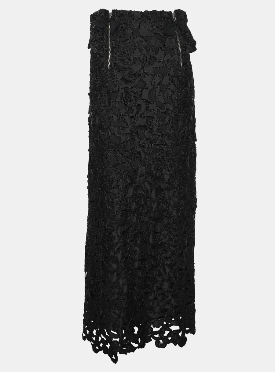 Toga Archieves Black Polyester and Chord Embroidered Strapless Midi Dress M