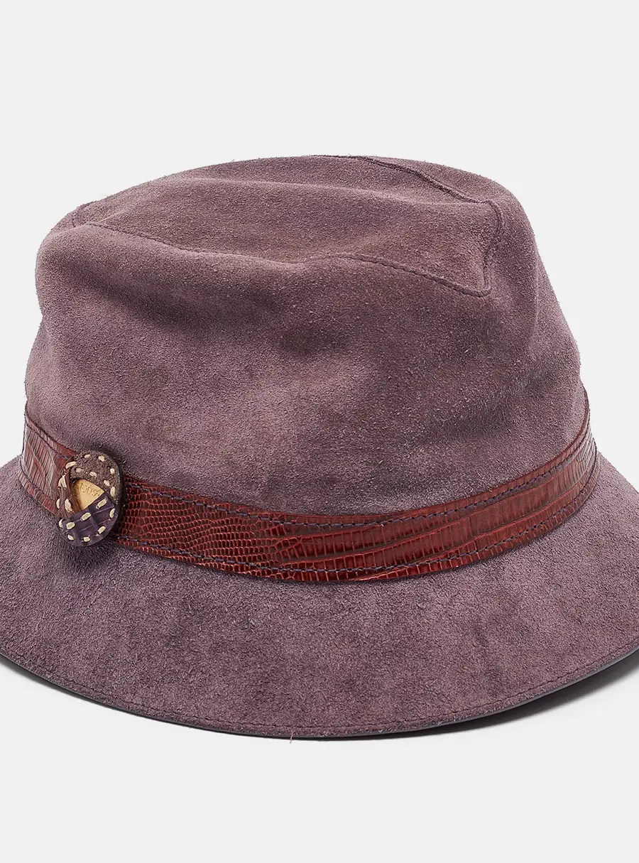 Tod's Light Purple Leather Trim Suede Bucket Hat S