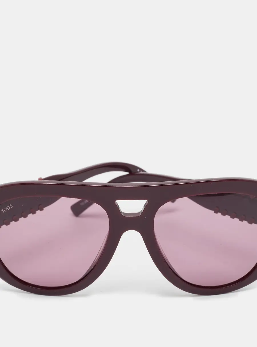 Tod's Burgundy TO 239 Whipstitch Aviator Sunglasses