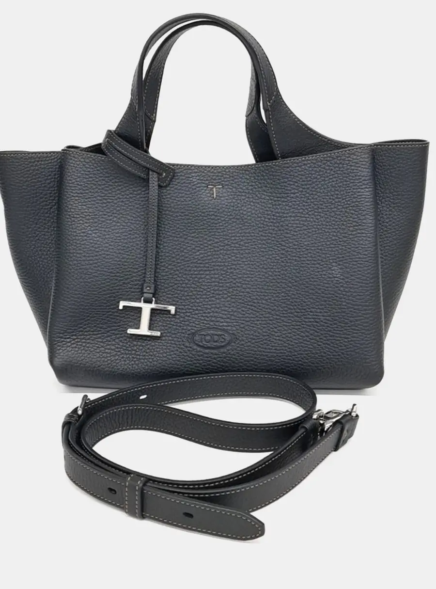 Tod's Black Leather Timeless Mini Tote and Shoulder Bag