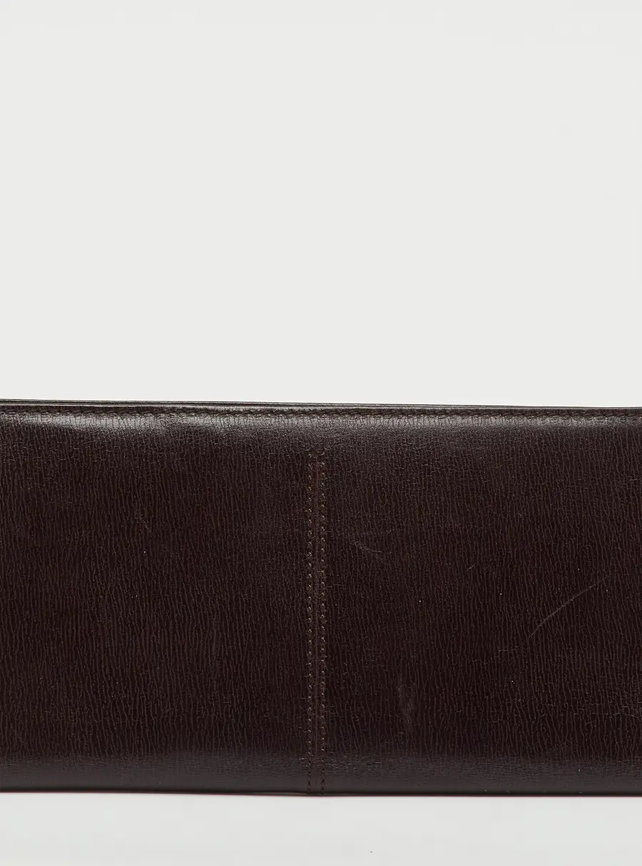 Tod's Dark Brown Leather Long Wallet