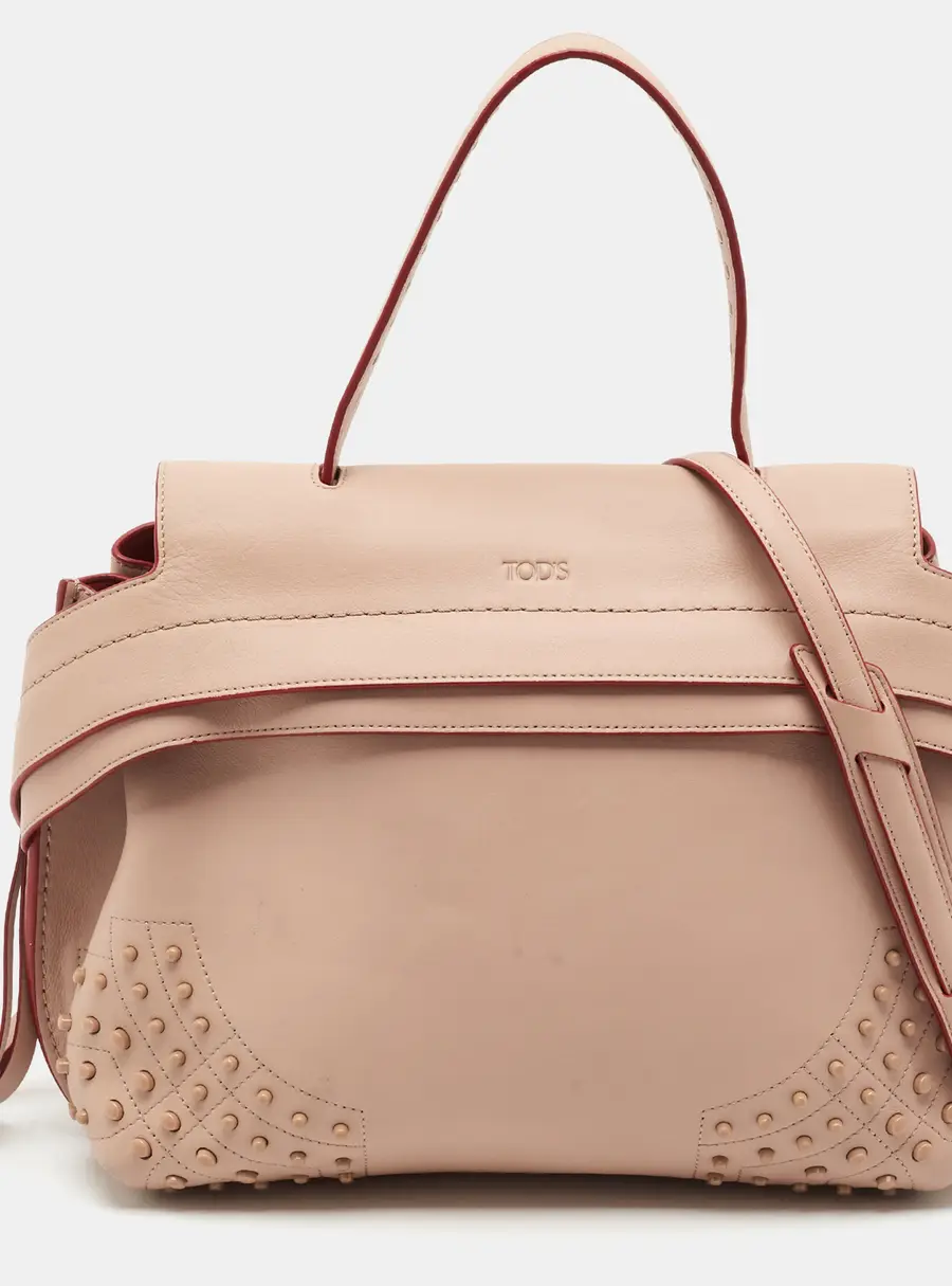 Tod's Wave Powder Beige Leather Top Handle Bag