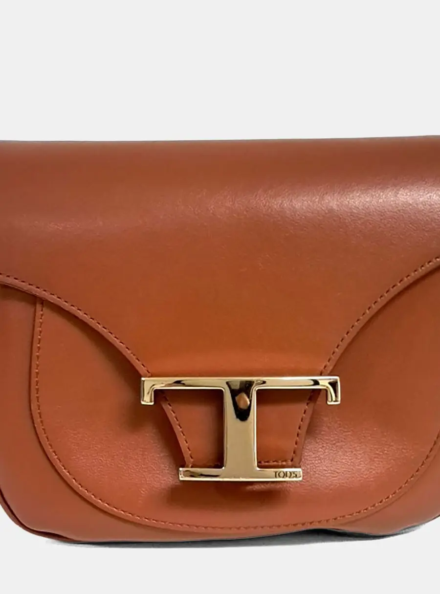 Tod's Timeless T-Back Micro Brown Leather Crossbody Bag