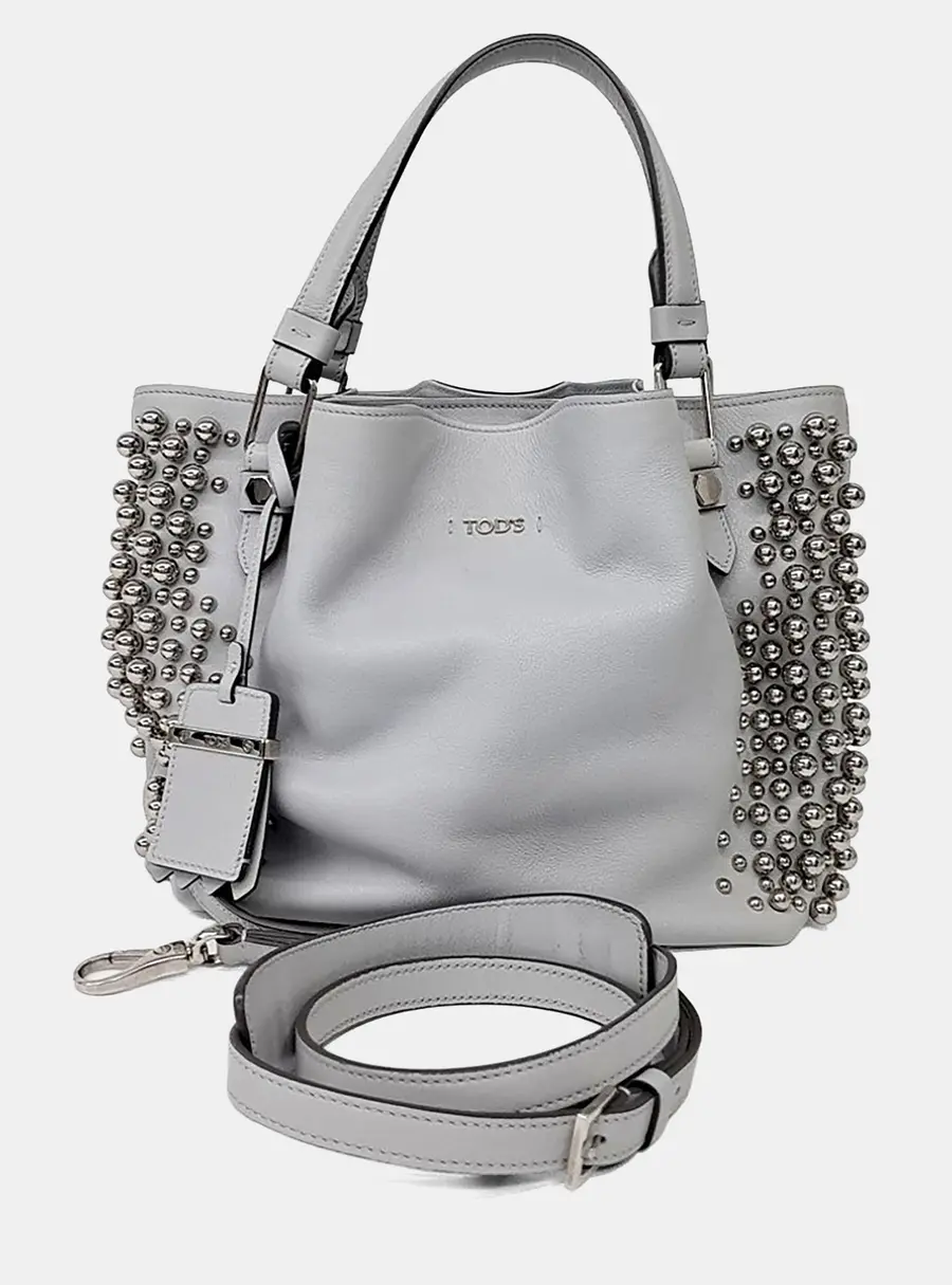 Tod's Leather Grey Flower Bag