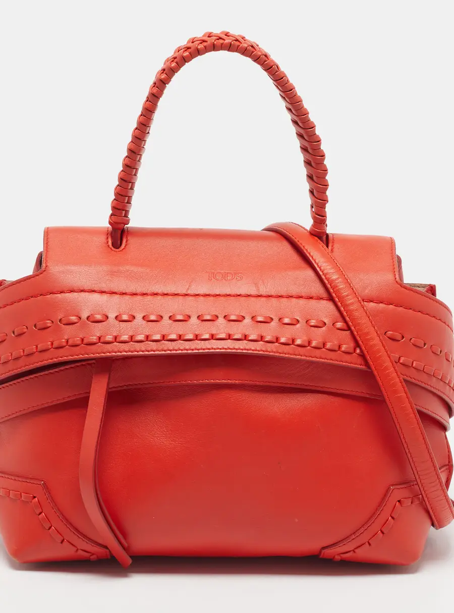 Tod's Wave Red Leather Top Handle Bag