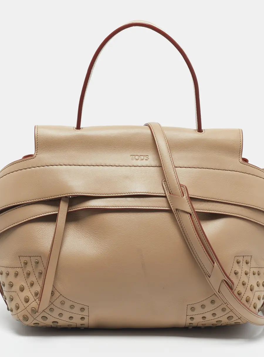 Tod's Wave Beige Leather Top Handle Bag
