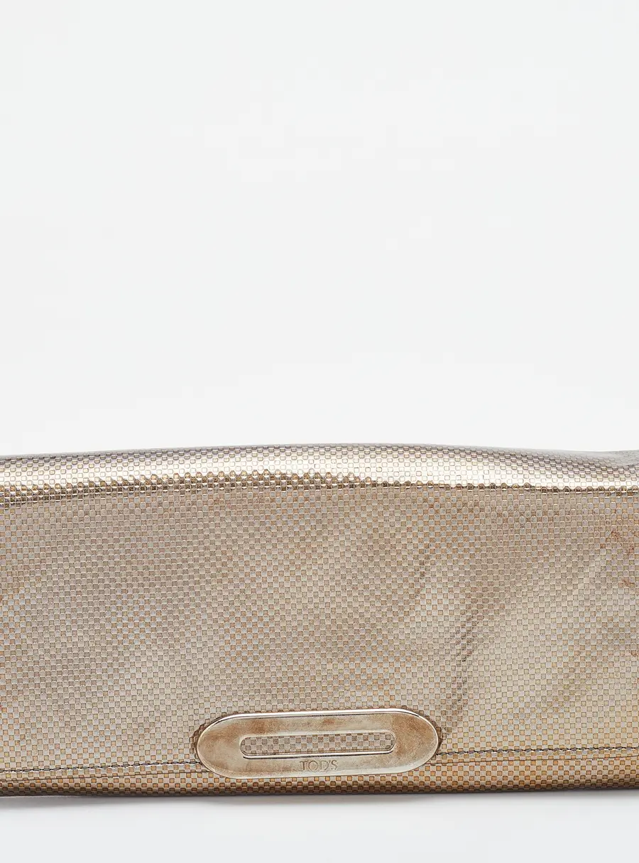Tod's Metallic Gold Textured Leather Continental Wallet