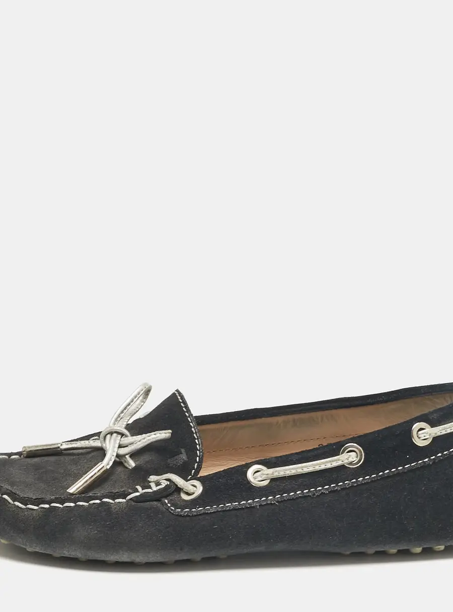 Tod's Navy Blue Suede Gommino Loafers Size 35.5