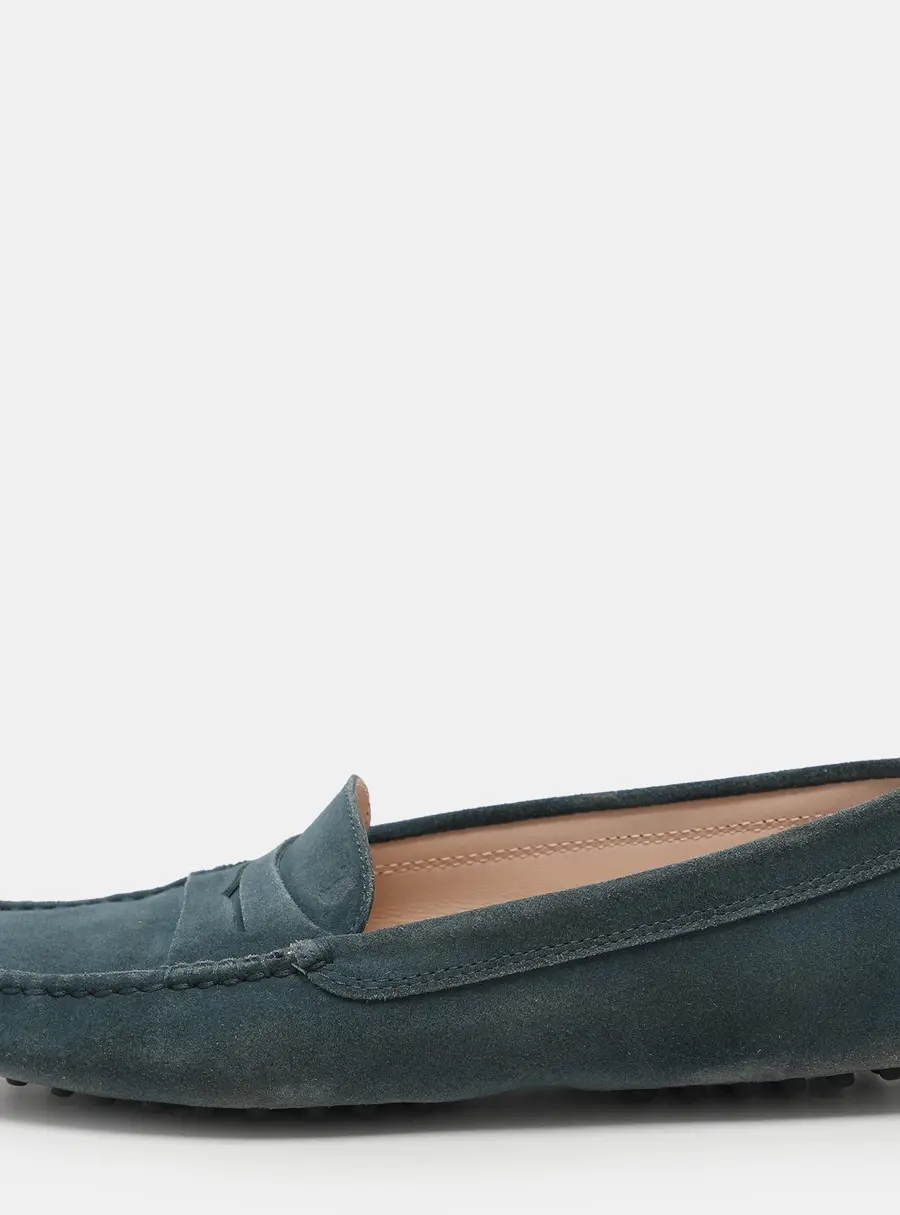 Tod's Pine Green Suede Gommino Slip On Loafers Size 37.5