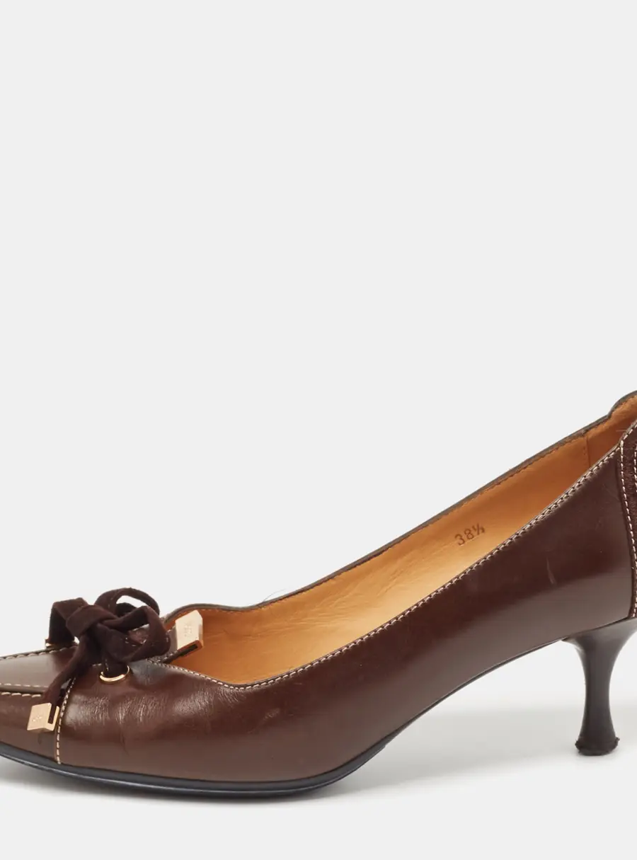 Tod's Brown Leather Bow Loafer Pumps Size 38.5