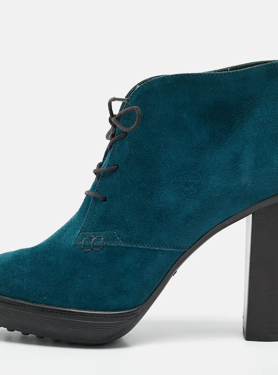 Tod's Blue Suede Lace Up Ankle Length Boots Size 39.5