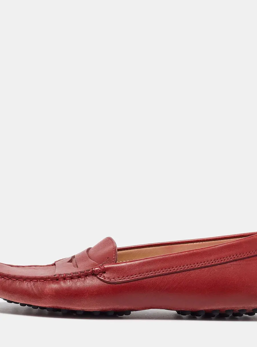 Tod's Dark Red Leather Penny Loafers Size 37