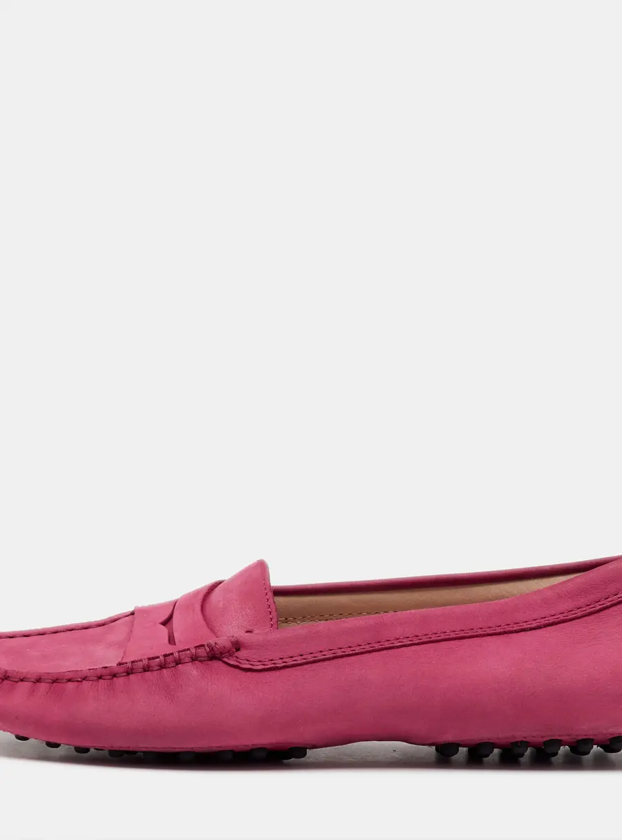 Tod's Rose Pink Nubuck Leather Penny Slip On Loafers Size 38