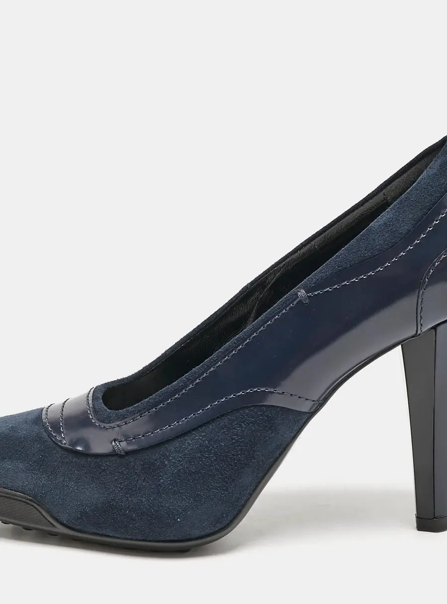 Tod's Navy Blue Leather and Suede Pumps Size 36
