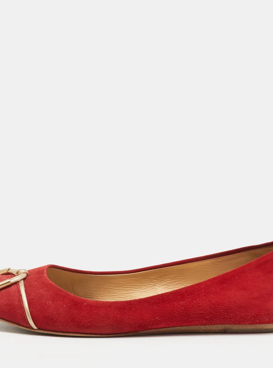 Tod's Red Suede Tassel Ballet Flats Size 39