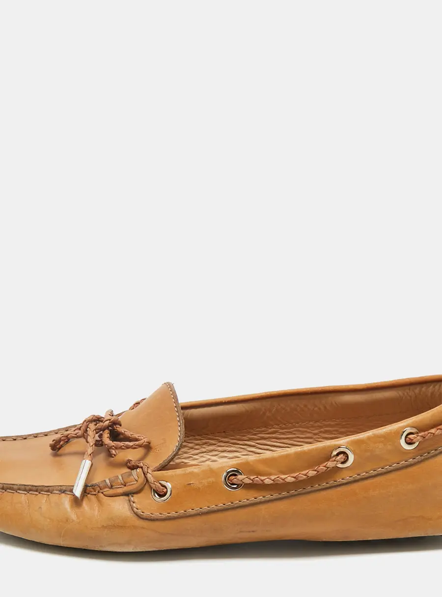 Tod's Brown Leather Gommino Bow Slip On Loafers Size 40