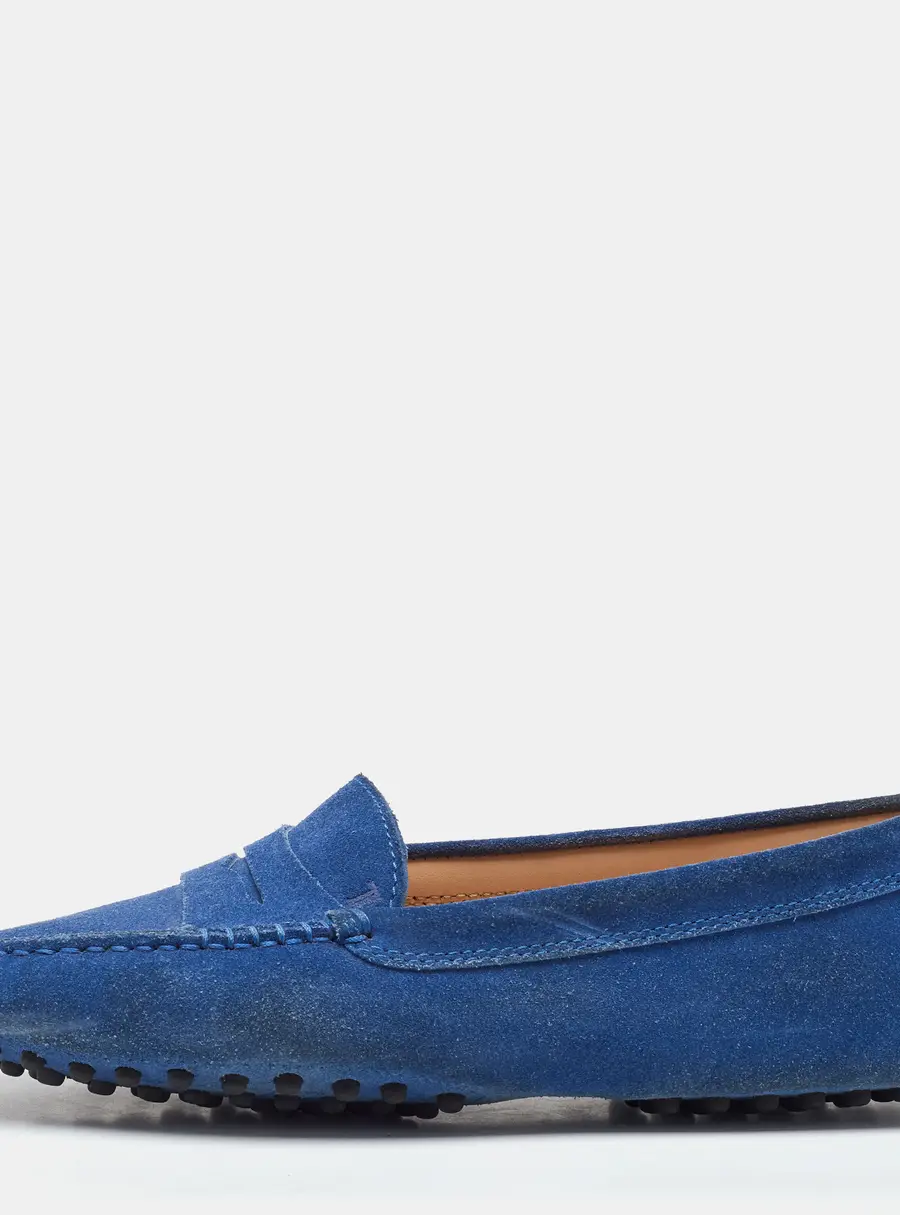 Tod's Blue Suede Slip On Loafers Size 37.5