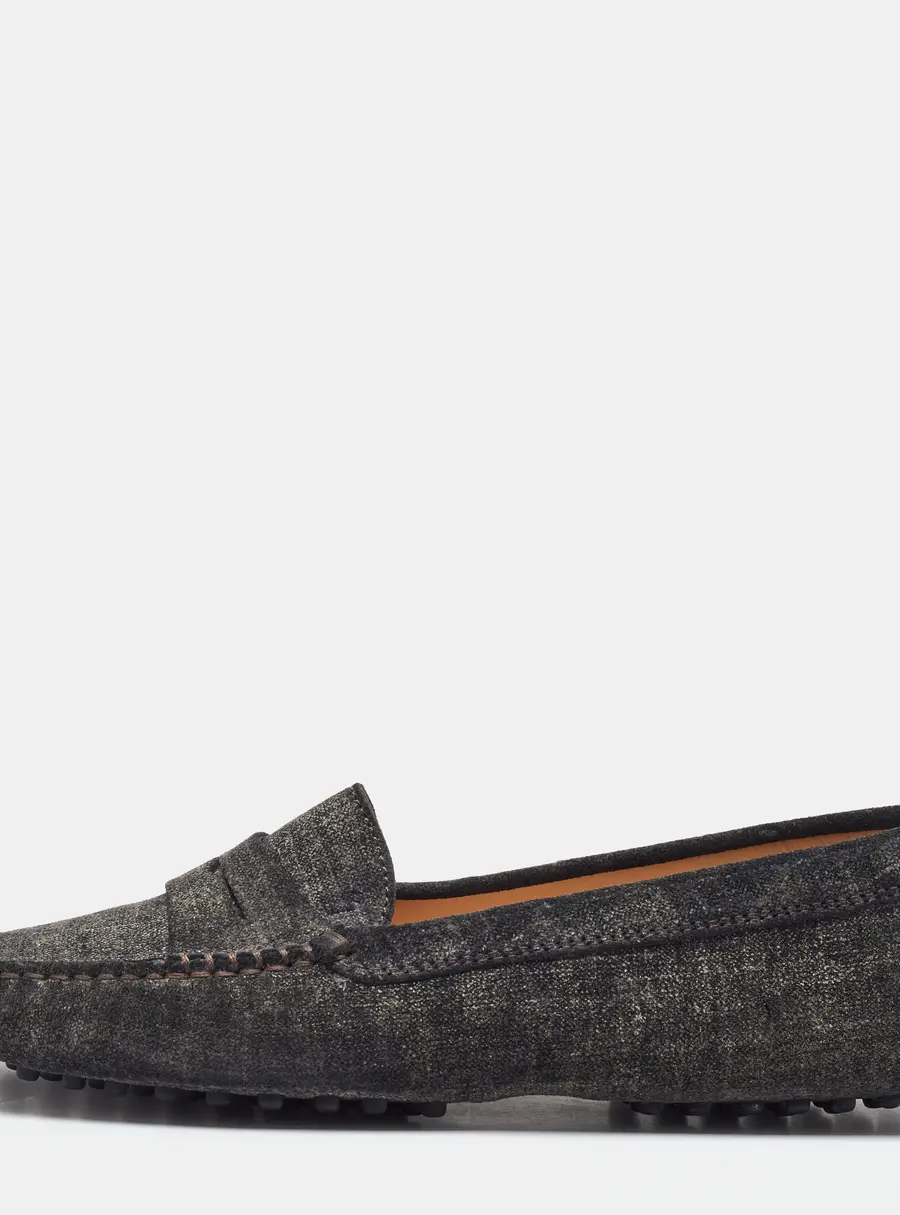 Tod's Dark Grey Suede Slip On Loafers Size 37.5