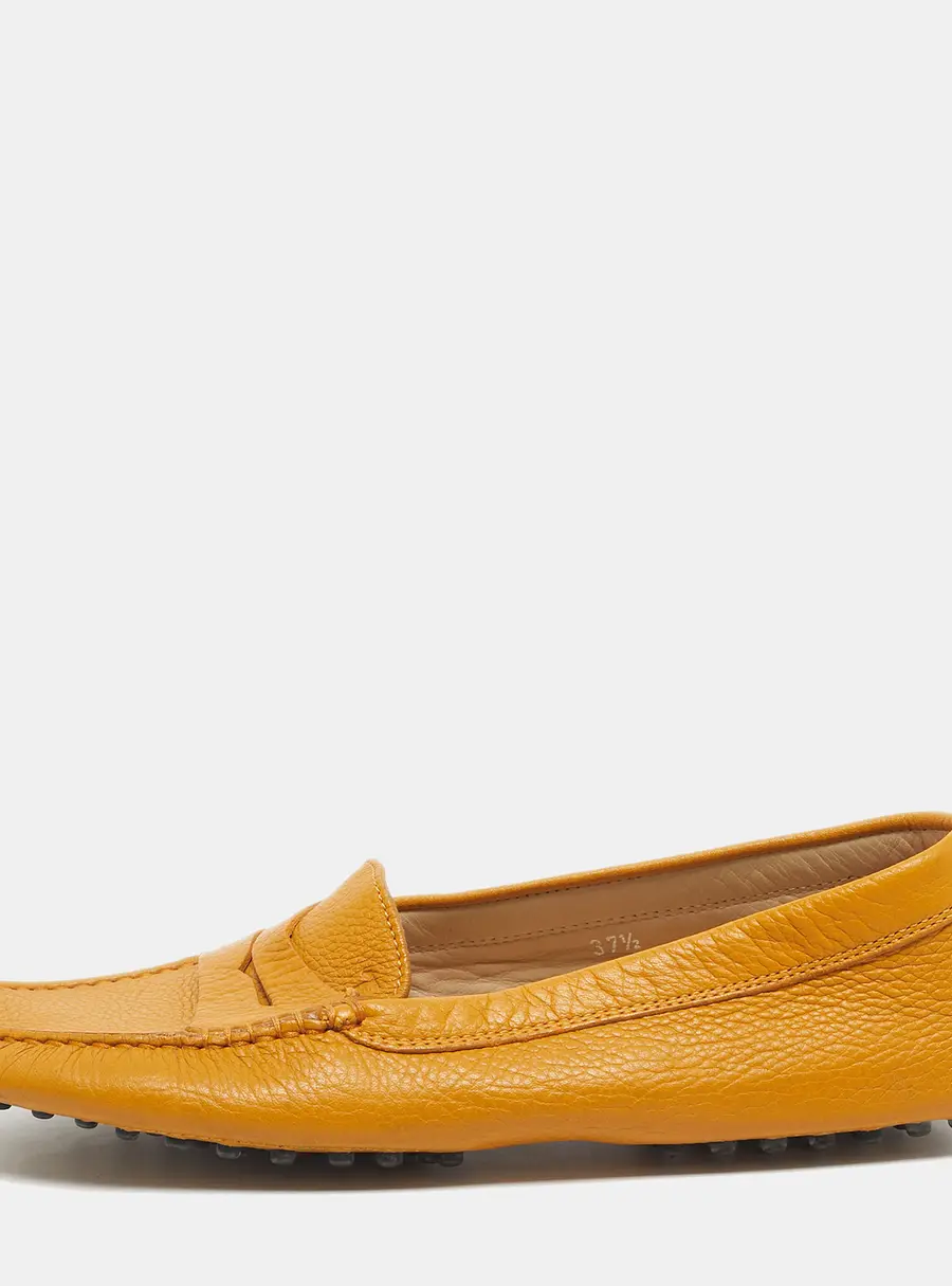 Tod's Yellow Leather Penny Slip On Loafers Size 37.5