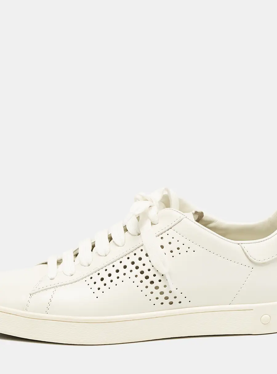 Tod's White Leather Lace Up Sneakers Size 37.5