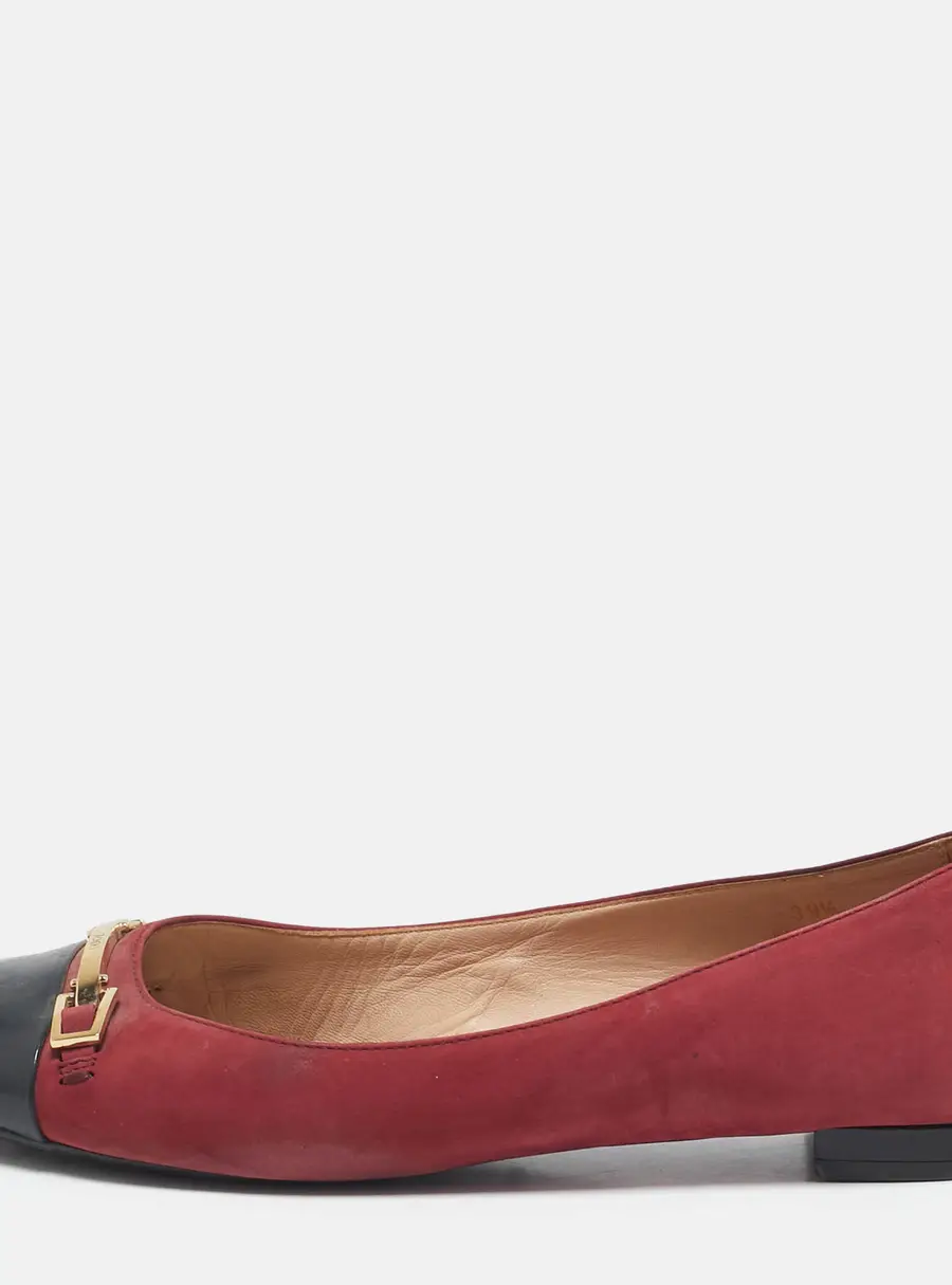 Tod's Red/Black Patent Leather and Suede Ballet Flats Size 39.5