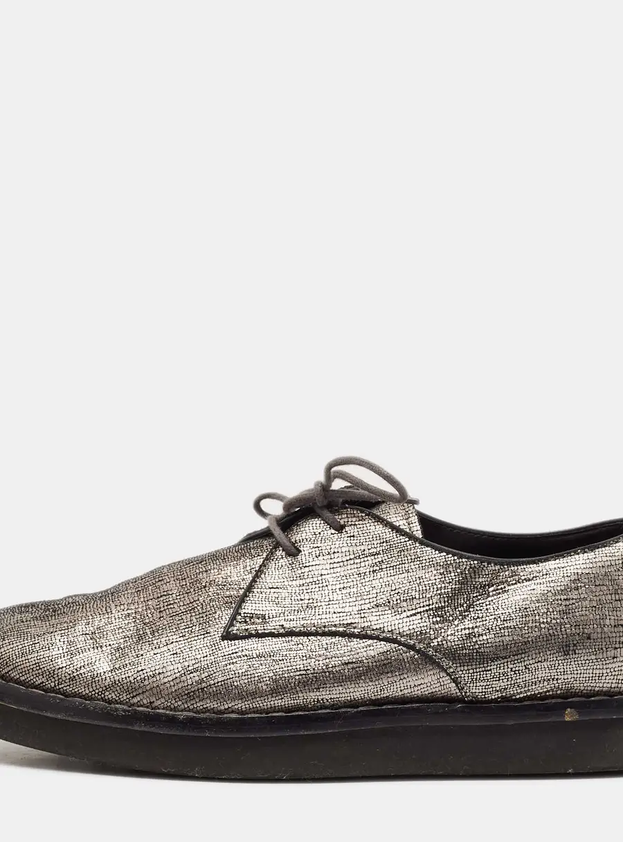 Tod's Metallic Bronze Leather Platform Lace Up Oxfords Size 38.5