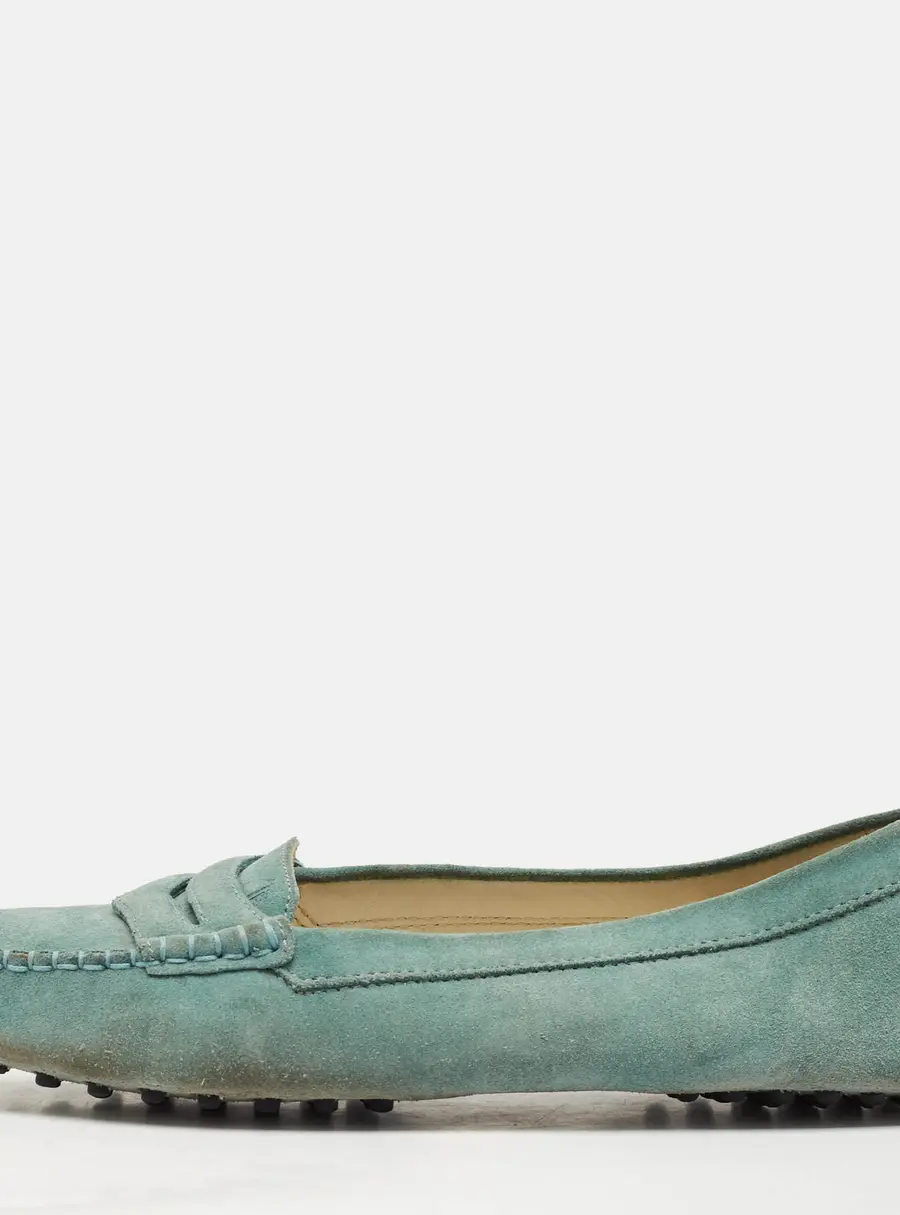 Tod's Aqua Suede Driver Loafers Size 38.5