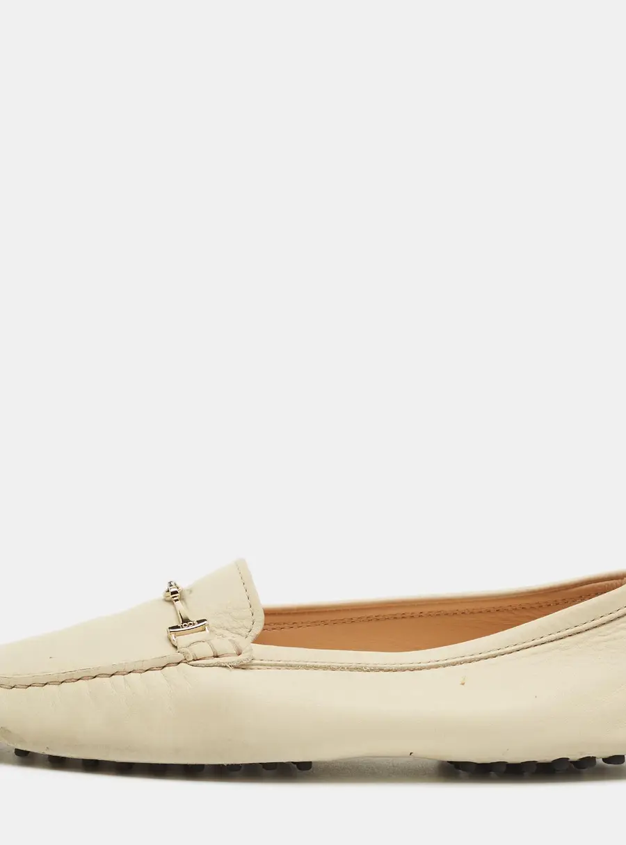 Tod's Cream Nubuck Leather Loafers Size 39.5
