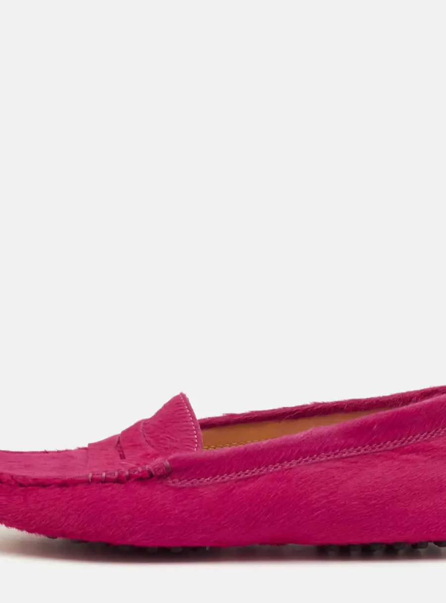 Tod's Size 35.5 Pink Calf Hair Penny Loafers