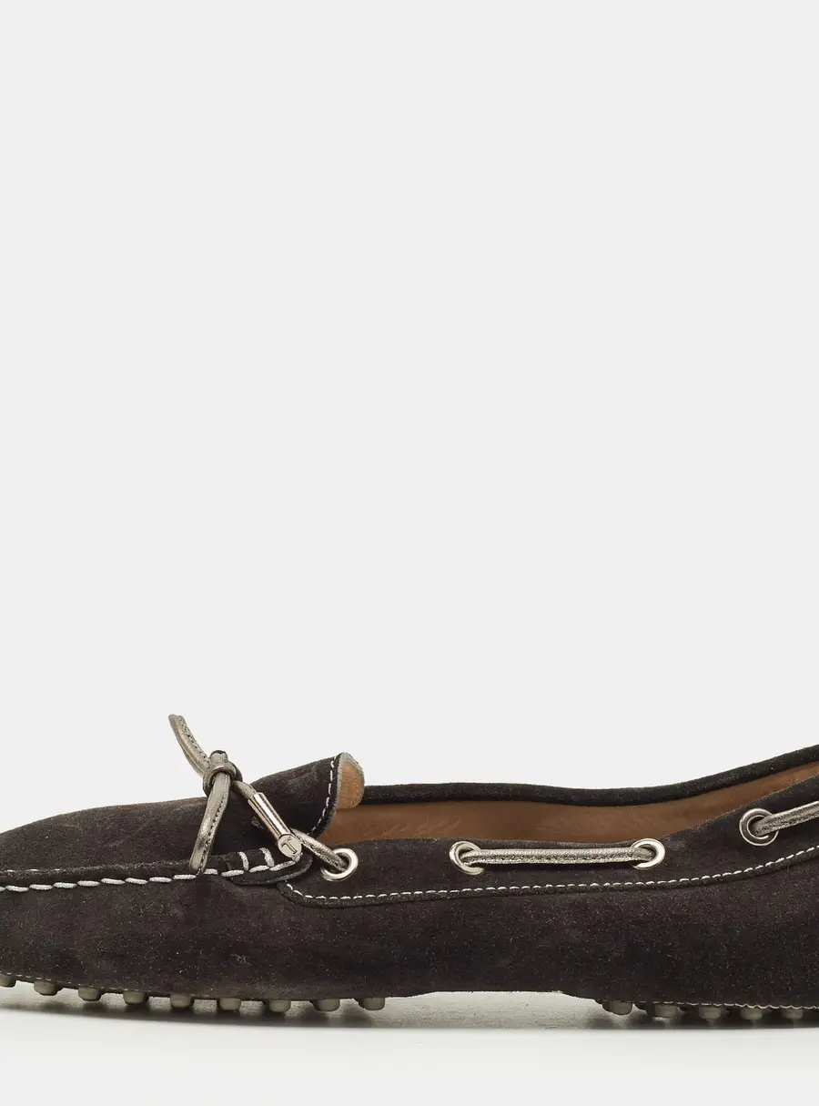 Tod's Size 39 Black Suede Driver Loafers
