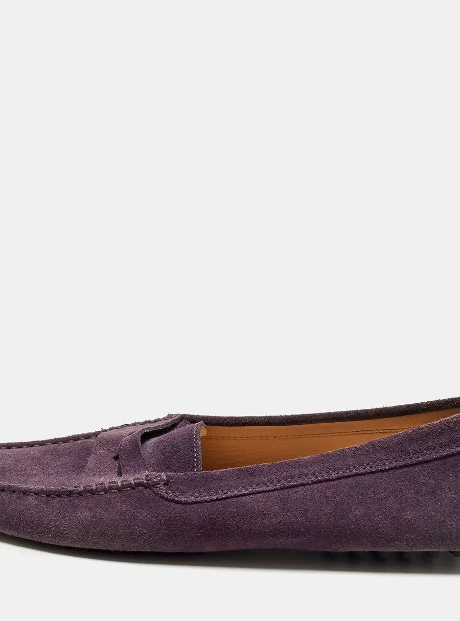 Tod's Gommino Size 39 Purple Suede Slip On Loafers
