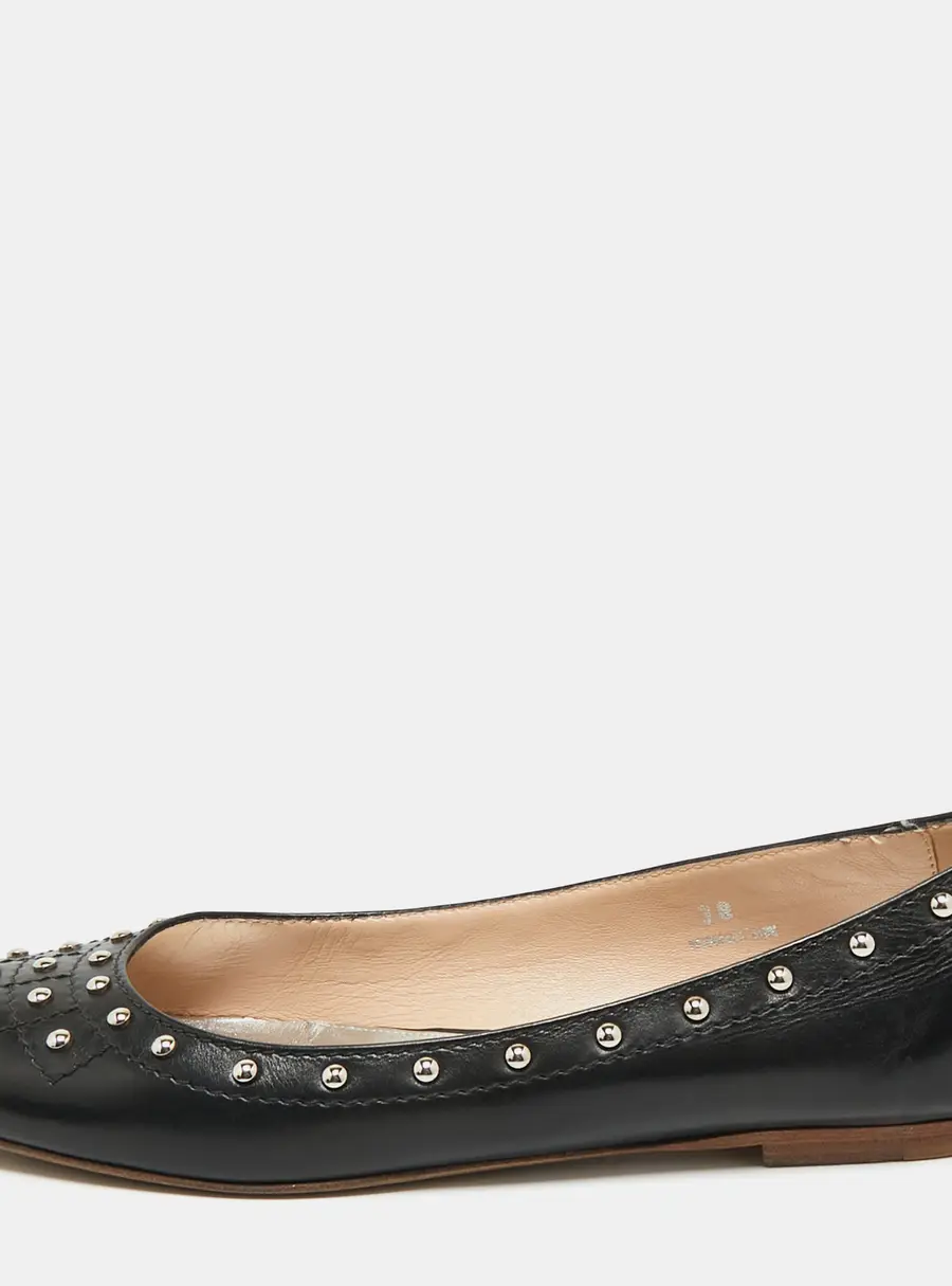 Tod's Black Leather Studded Ballet Flats Size 38