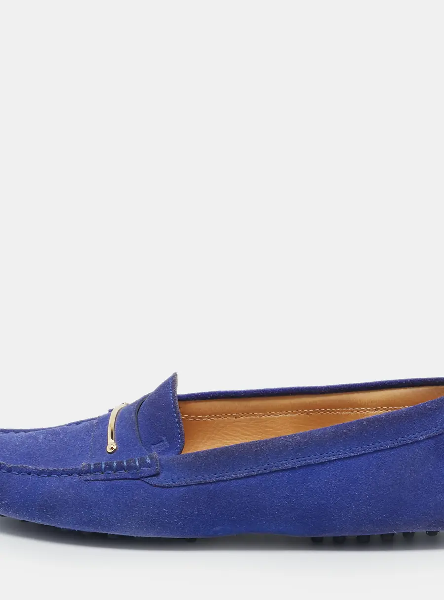 Tod's Blue Suede Slip On Loafers Size 40