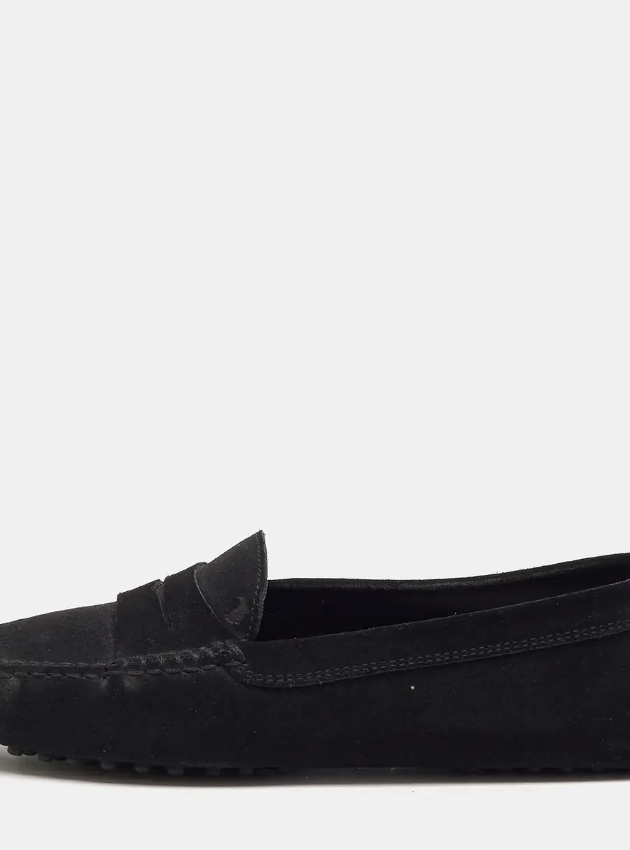 Tod's Black Suede Gommino Slip On Loafers Size 37