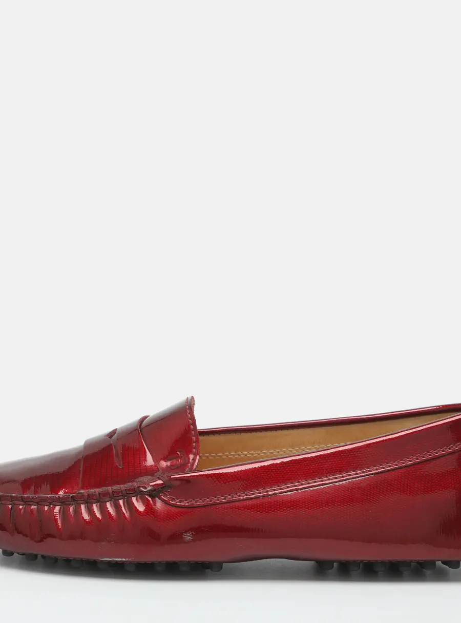 Tod's Size 37 Red Patent Leather Penny Loafers