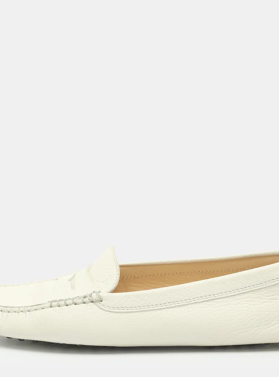 Tod's Gommino Size 42 White Leather Penny Loafers