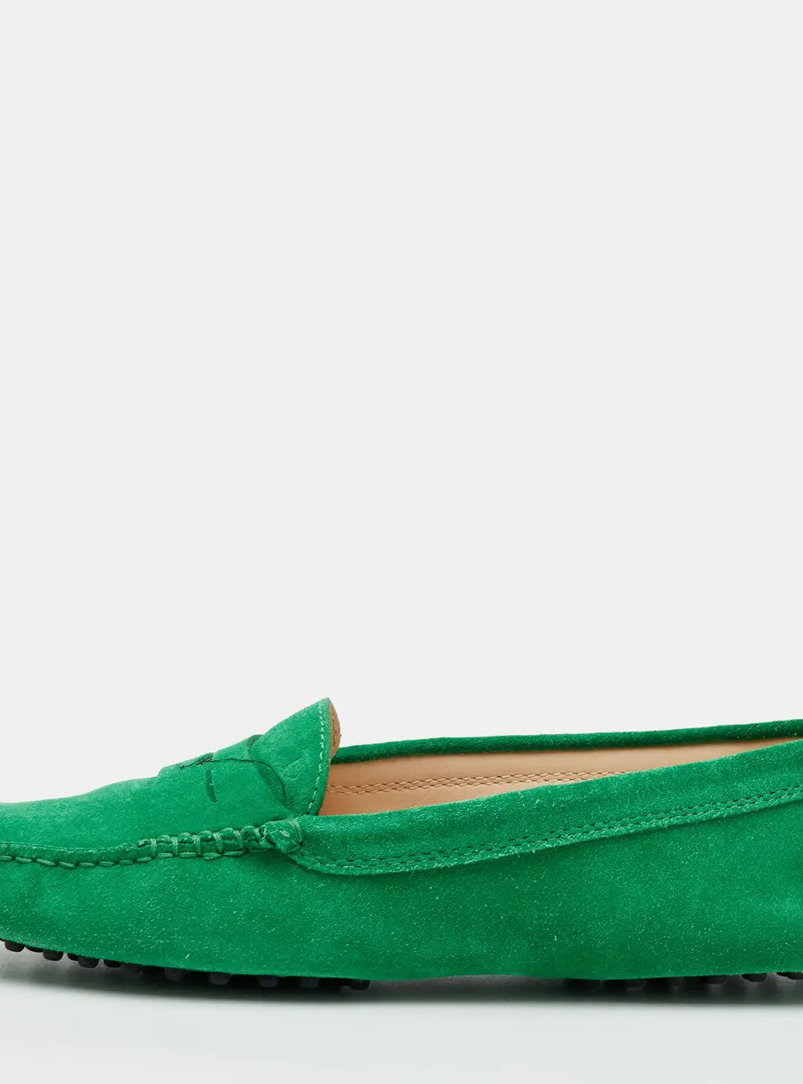 Tod's Size 39 Green Suede Penny Loafers
