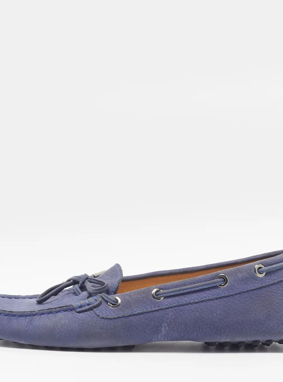 Tod's City Gommino Size 39.5 Blue Nubuck Leather Driver Loafers