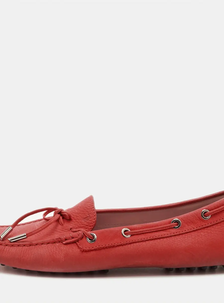 Tod's Gommino Size 40 Red Leather Slip On Loafers