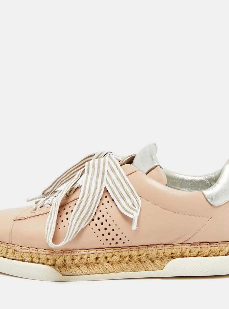Tod's Size 38.5 Dusty Pink Leather Espadrille Sneakers