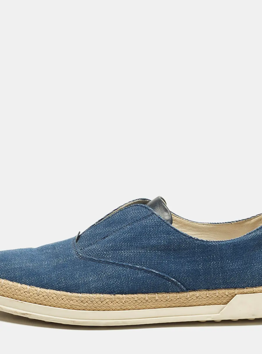 Tod's Francesina Size 40 Blue Denim Slip On Espadrille Sneakers